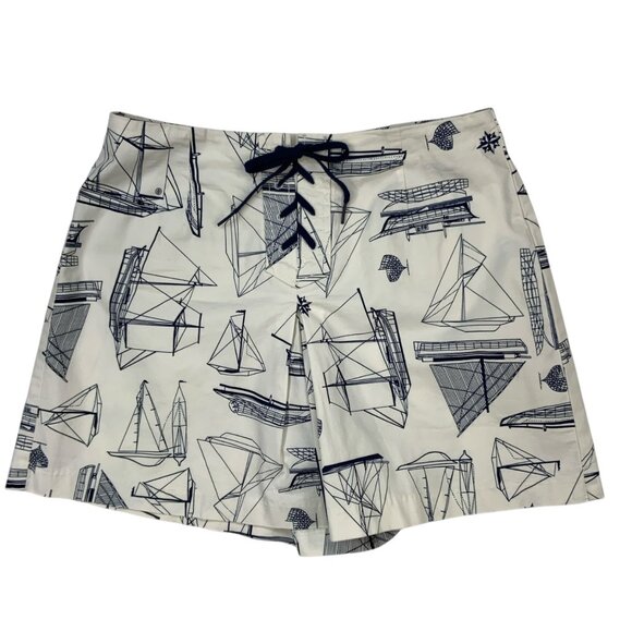 Tory Burch Adrift Skort Shorts 28 Navy Sea New Ivory Spinaker Nautical Sailing - Picture 12 of 12